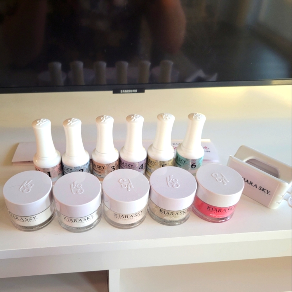 Kiara Sky At Home Dip Powder Nail Kit - Red, Nude, Gold Glitter